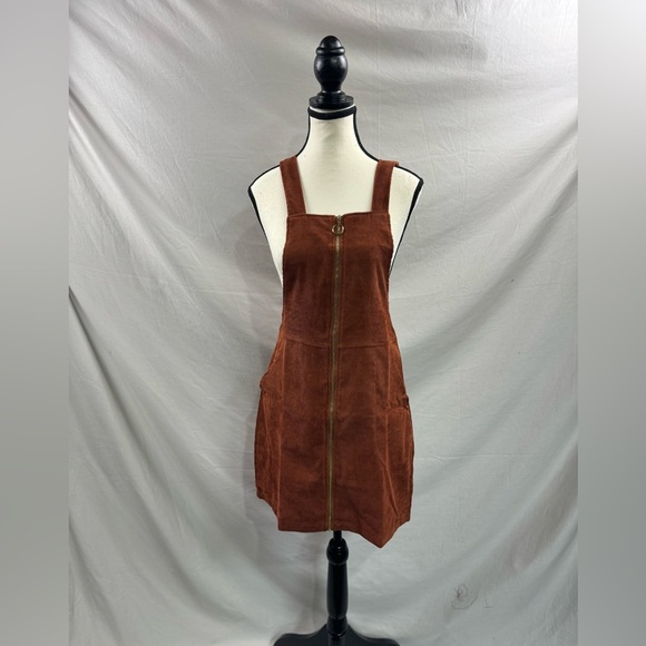 Zip Up Corduroy Overall Dress Rust - Picture 6 of 9